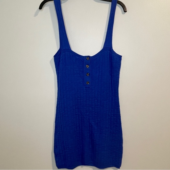 FREE PEOPLE Beach Short And Sweet Mini Dress Blue Size M - Picture 6 of 9